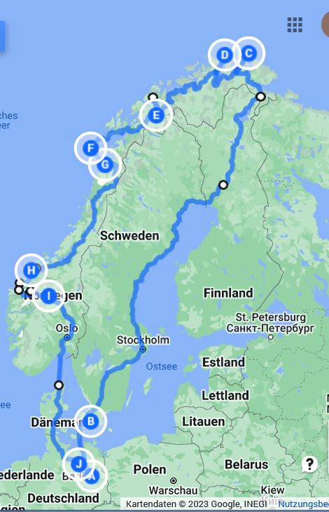 Norwegen-Route